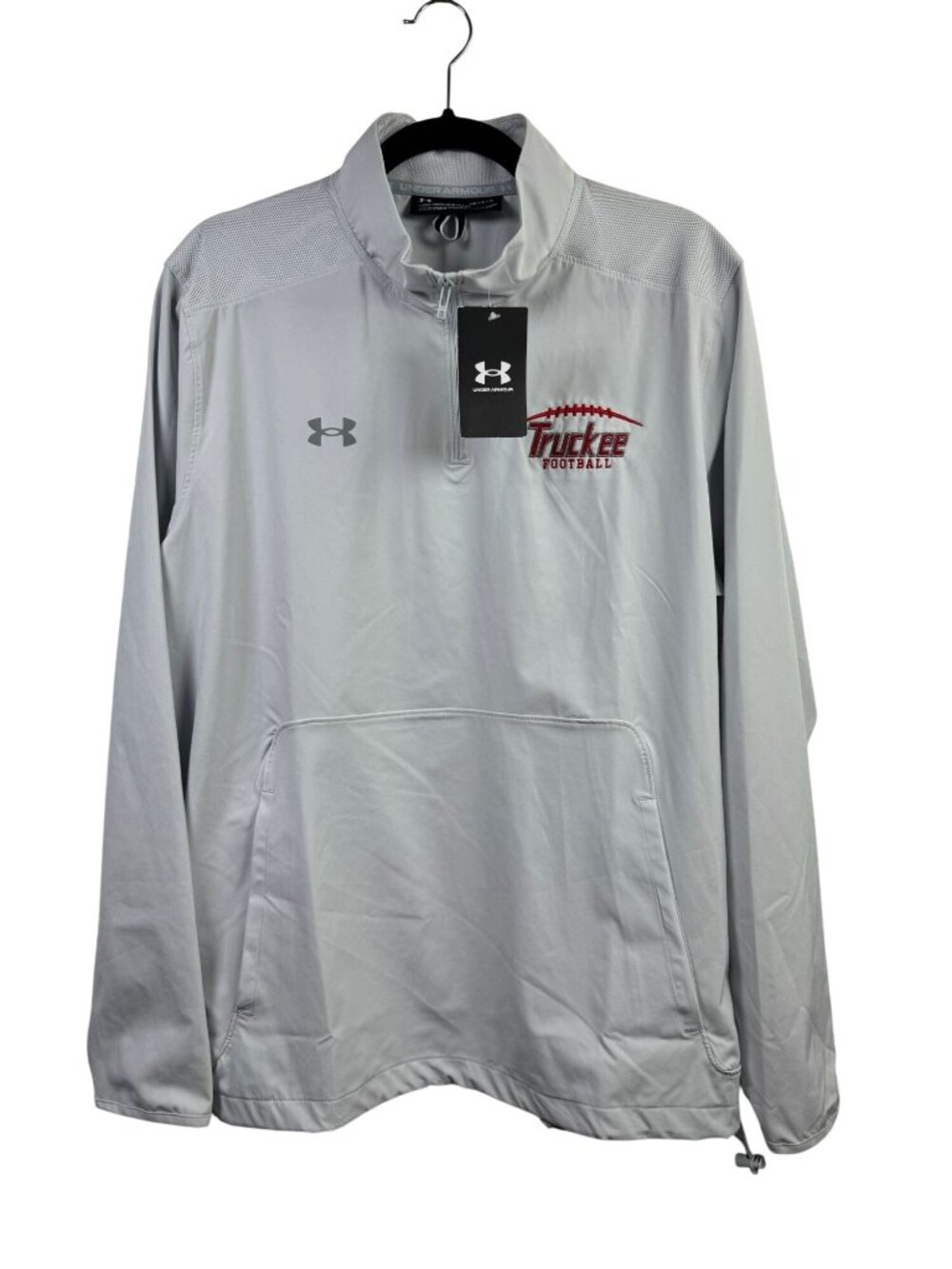 NEW Under Armour Mens Truckee Football Loose Fit Gray Large 1/4 Zip Motivate 2.0